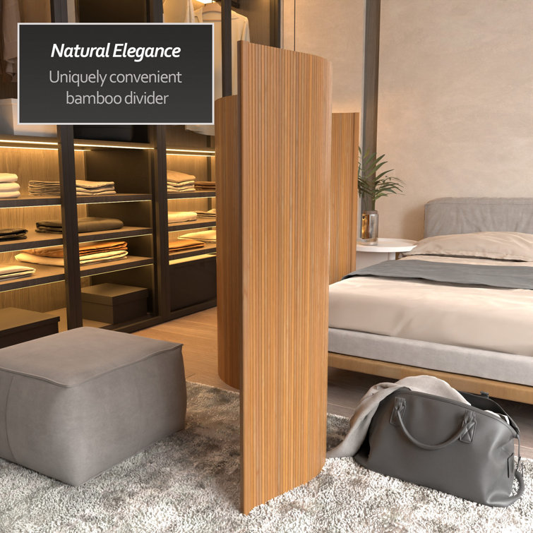 Sage Green Bamboo Wave Room Divider, 48" Height