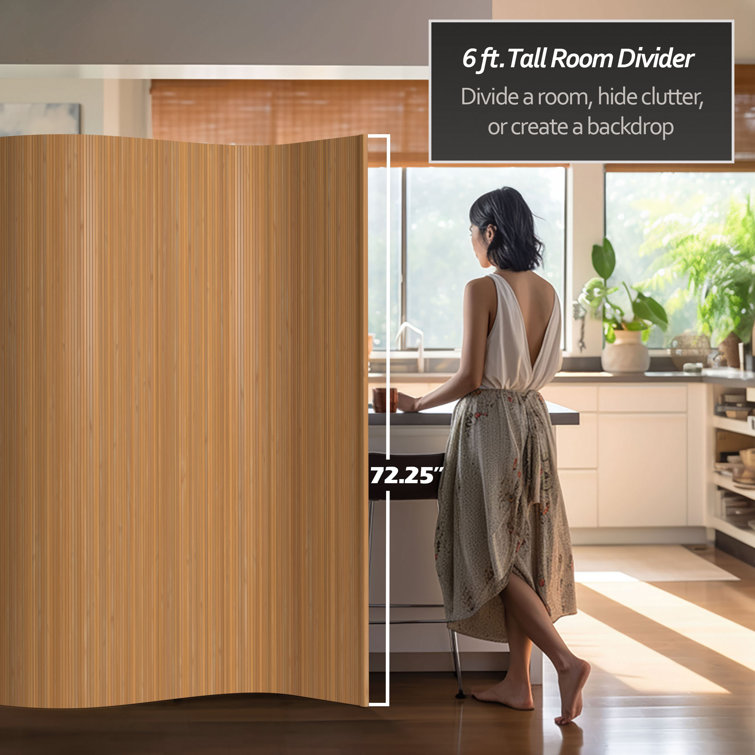Natural Bamboo Wave Design Folding Room Divider