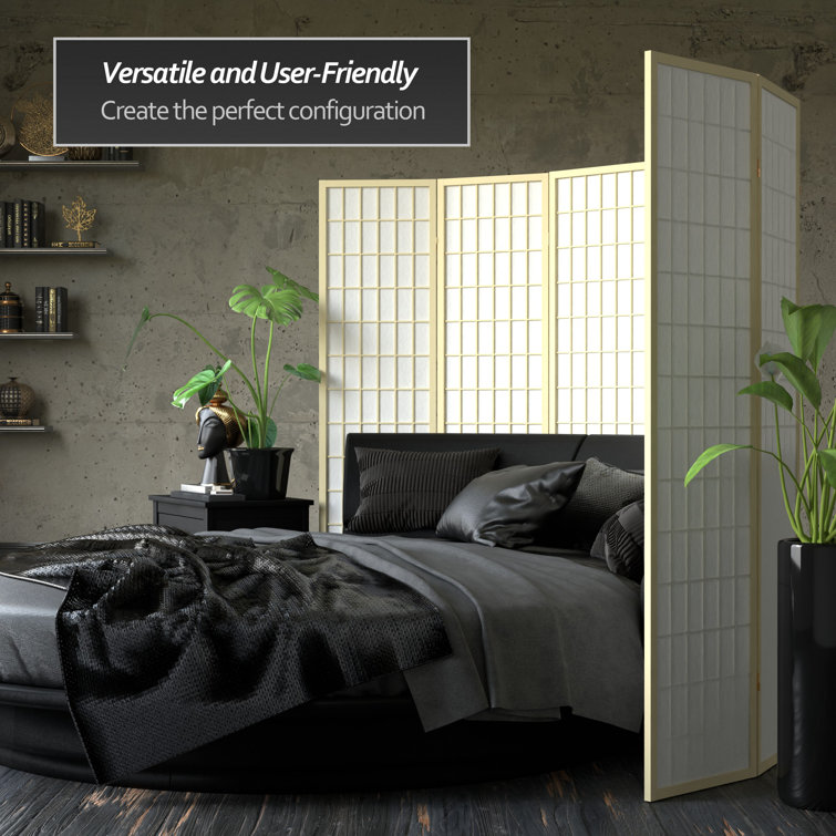 Ivory Shoji 3-Panel Folding Room Divider with Rice Paper