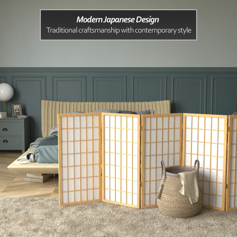 Natural 5-Panel Shoji Screen Room Divider