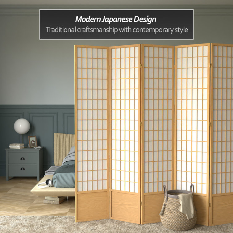 Natural Spruce Wood 7 ft Tall Shoji Screen with 8 Panels