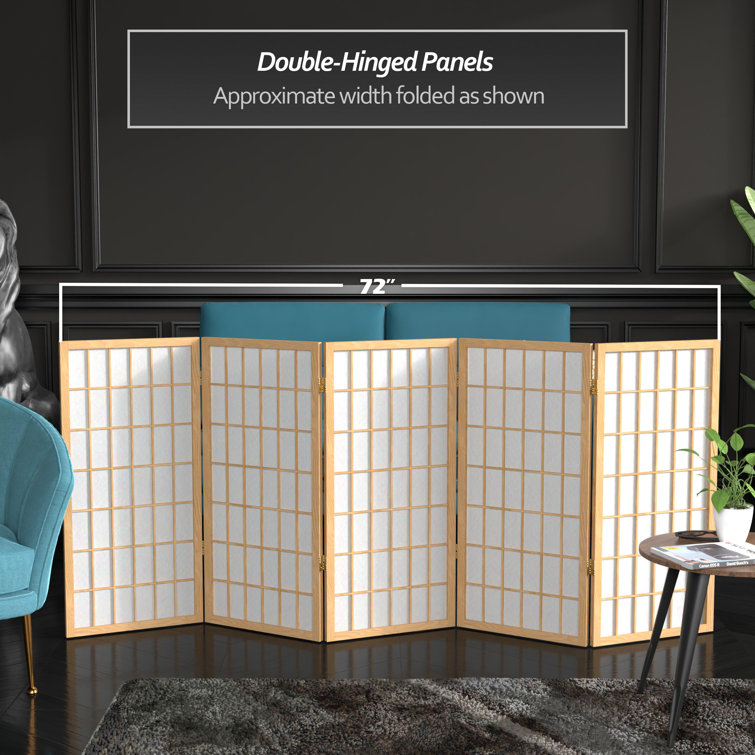 Natural 5-Panel Shoji Screen Room Divider