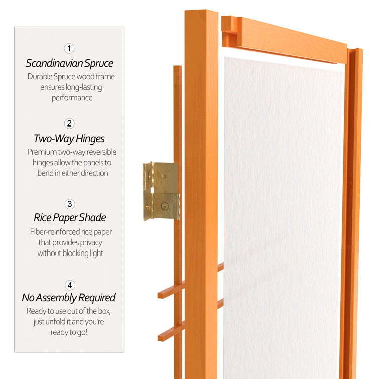 Honey 4 ft Shoji 3-Panel Folding Room Divider