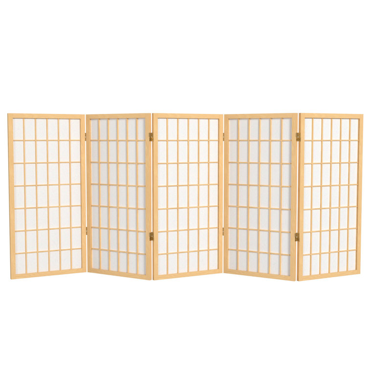 Natural 5-Panel Shoji Screen Room Divider