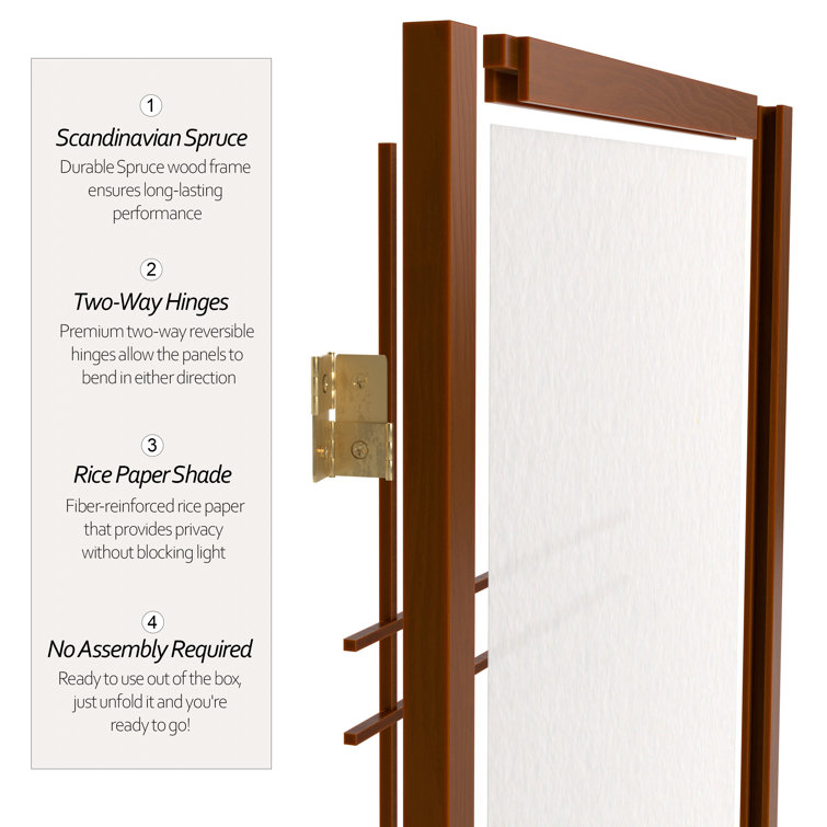 Walnut 4-Panel Double Cross Shoji Room Divider