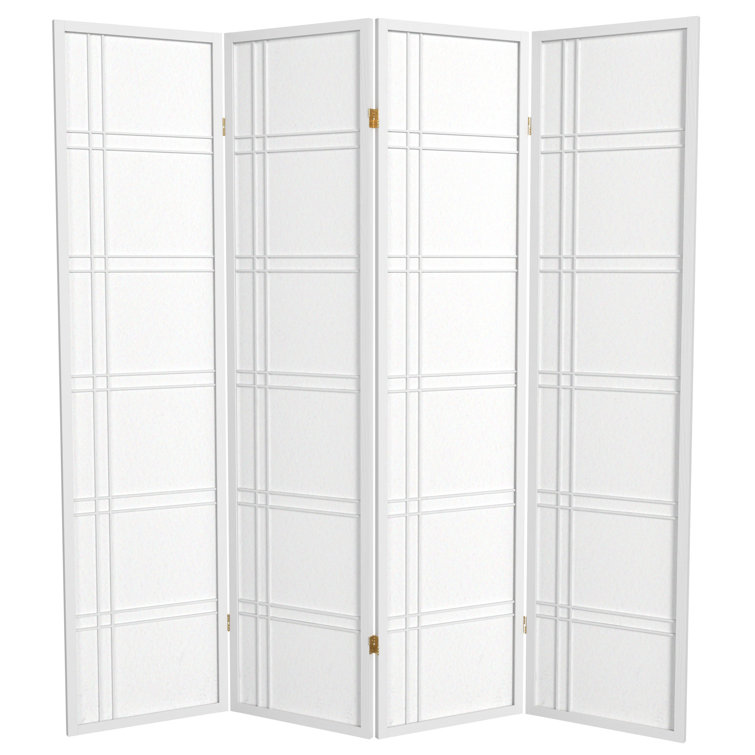 White 6 ft. Tall Shoji Folding Room Divider with Hardwood Frame