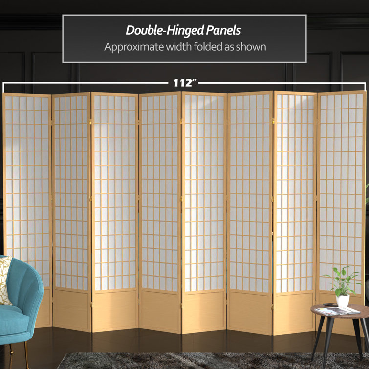 Natural Spruce Wood 7 ft Tall Shoji Screen with 8 Panels