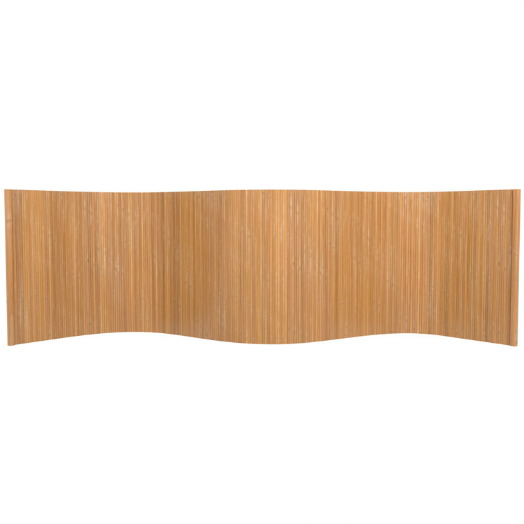 Sage Green Painted Bamboo Wave Room Divider, 24" x 98"
