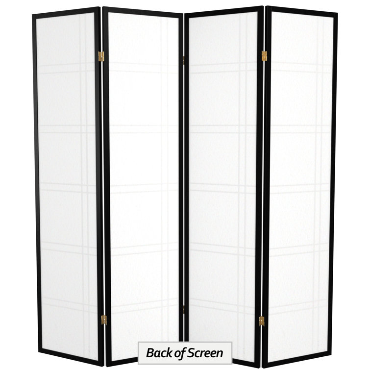 Black Hardwood and Rice Paper 4-Panel Shoji Room Divider