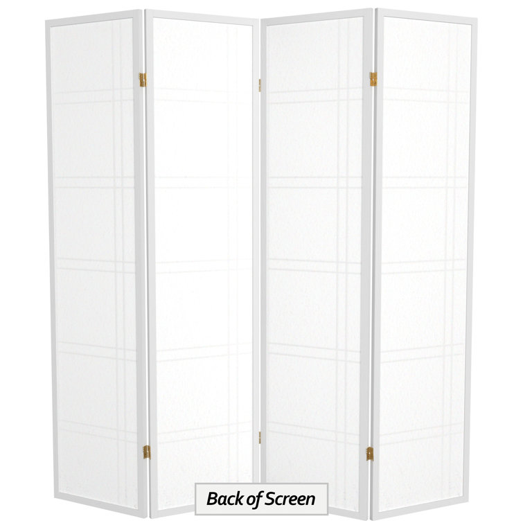 White 6 ft. Tall Shoji Folding Room Divider with Hardwood Frame