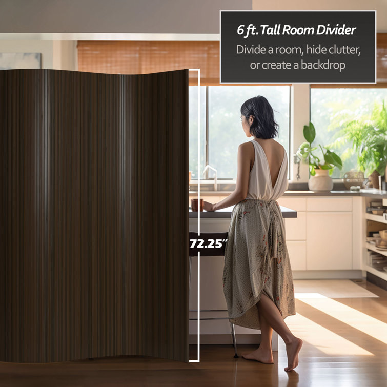 6 ft. Dark Mocha Bamboo Wave Room Divider