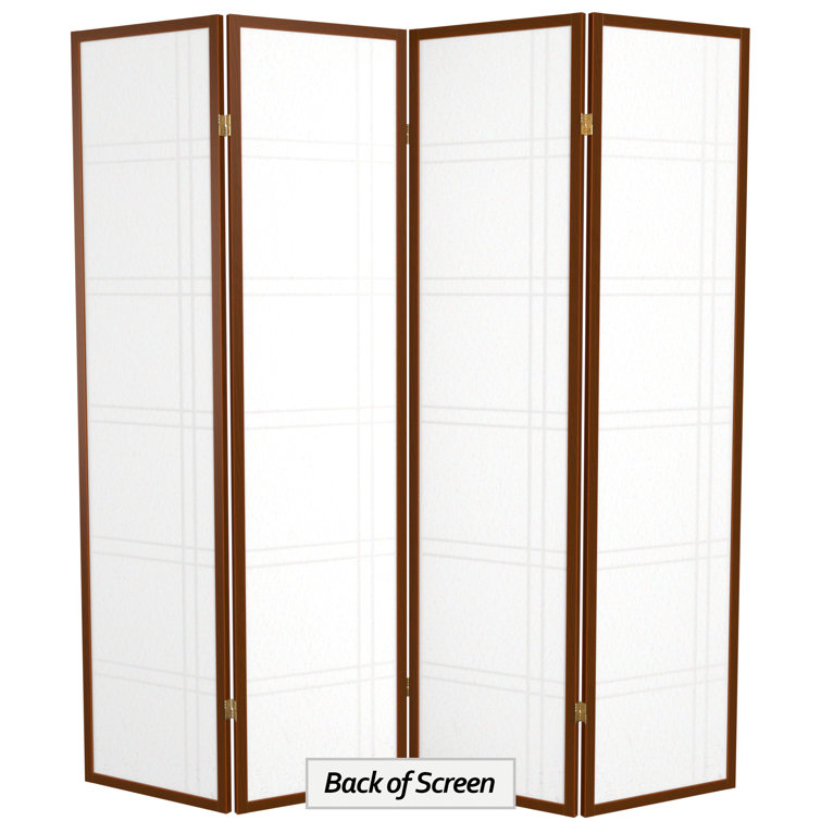 72" Tall Walnut Shoji Folding Screen with 4 Panels