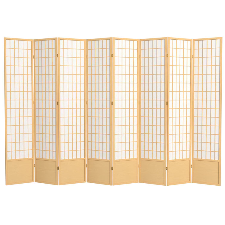 Natural Spruce Wood 7 ft Tall Shoji Screen with 8 Panels