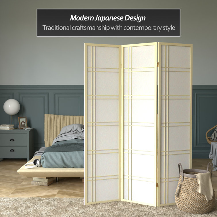 Ivory Shoji Rice Paper 3-Panel Folding Room Divider