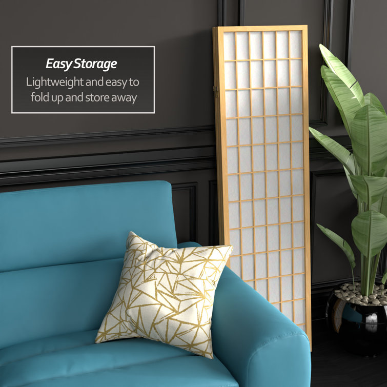 Natural 5 Ft Tall 3-Panel Shoji Screen Room Divider