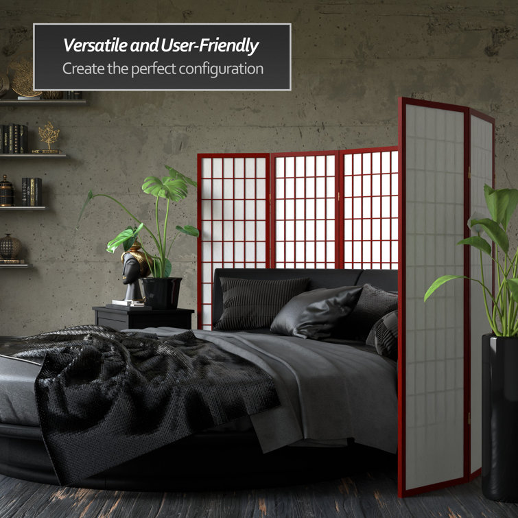 Rosewood 3-Panel Shoji Screen Room Divider