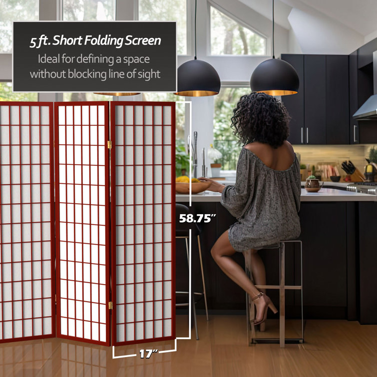 Rosewood 3-Panel Shoji Screen Room Divider