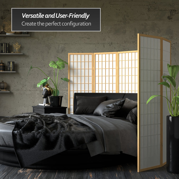 Natural 5 Ft Tall 3-Panel Shoji Screen Room Divider