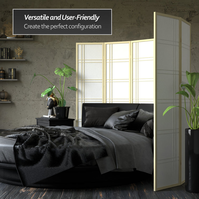 72" Tall Off-White Shoji 5-Panel Folding Room Divider