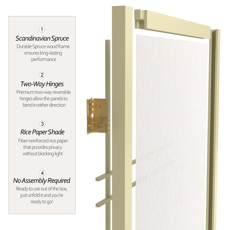 Ivory Shoji Rice Paper 3-Panel Folding Room Divider