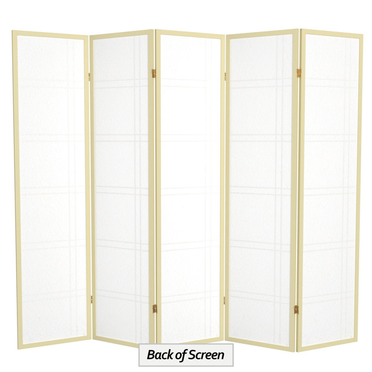 72" Tall Off-White Shoji 5-Panel Folding Room Divider