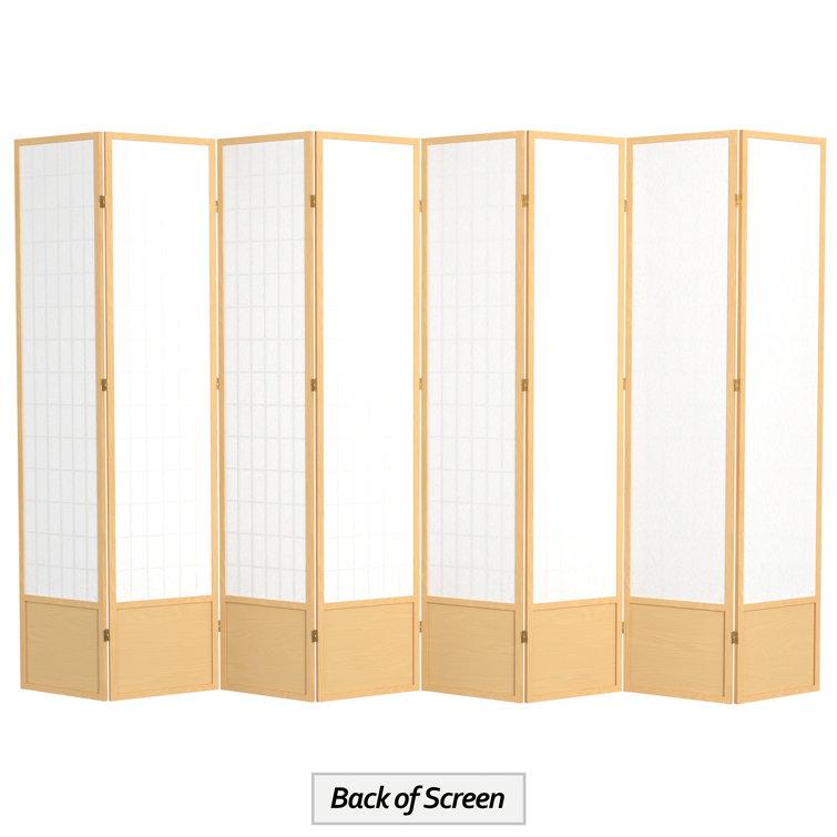 Natural Spruce Wood 7 ft Tall Shoji Screen with 8 Panels