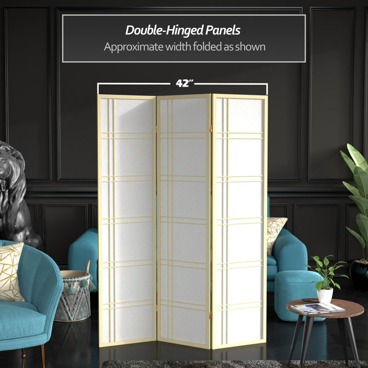 Ivory Shoji Rice Paper 3-Panel Folding Room Divider