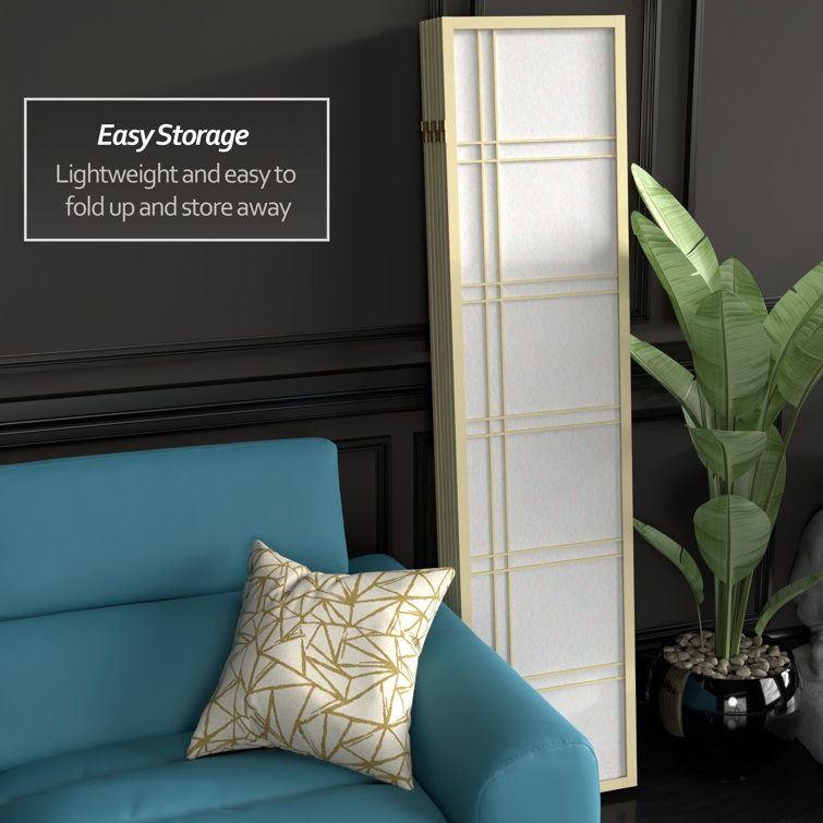 72" Tall Off-White Shoji 5-Panel Folding Room Divider