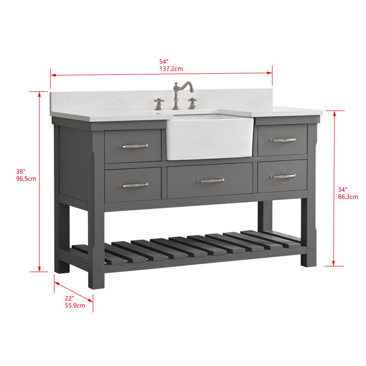Gray Engineered Wood Single Bathroom Vanity with Ceramic Sink