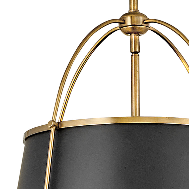 Elegant Warm Brass LED Drum Pendant with Adjustable Height