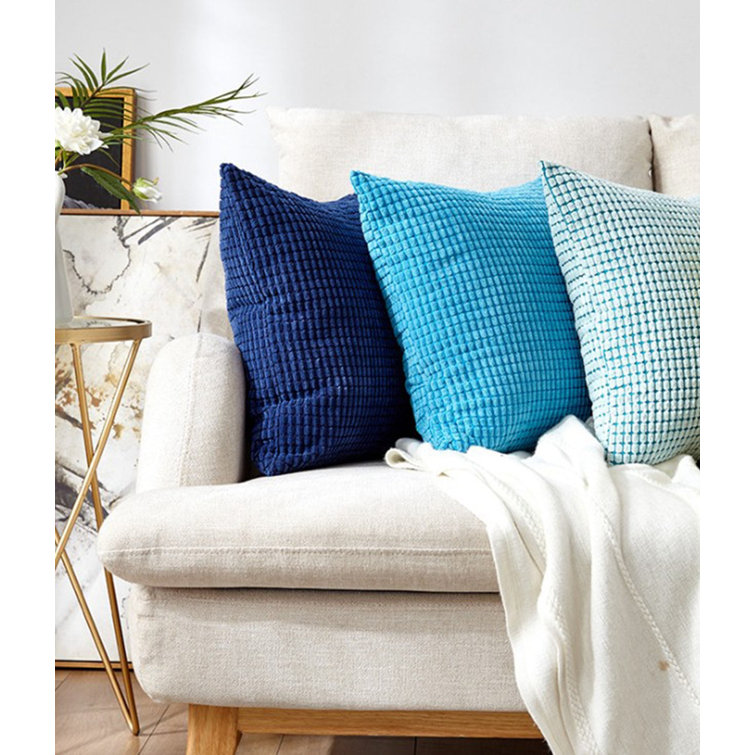 Navy and Light Blue Square Polyester Pillow Set
