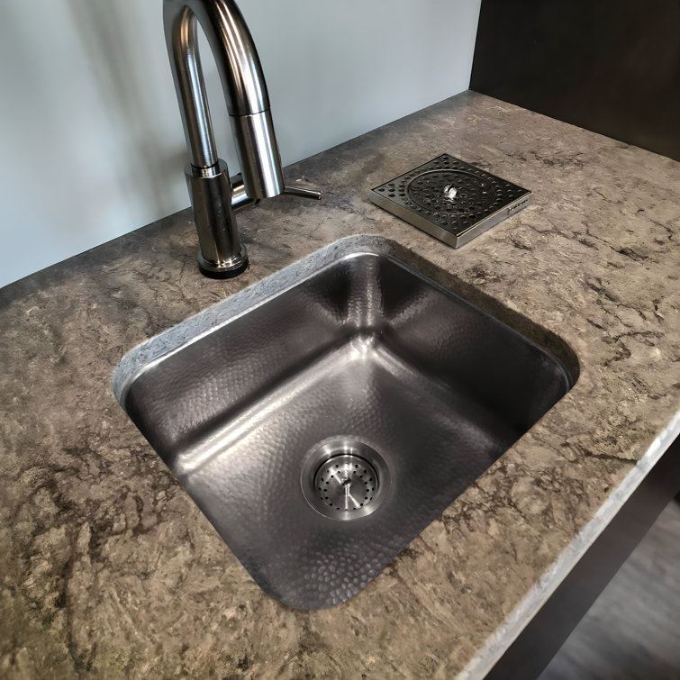 Hand-Hammered Brushed Stainless Steel 17" Single Bowl Drop-In Sink