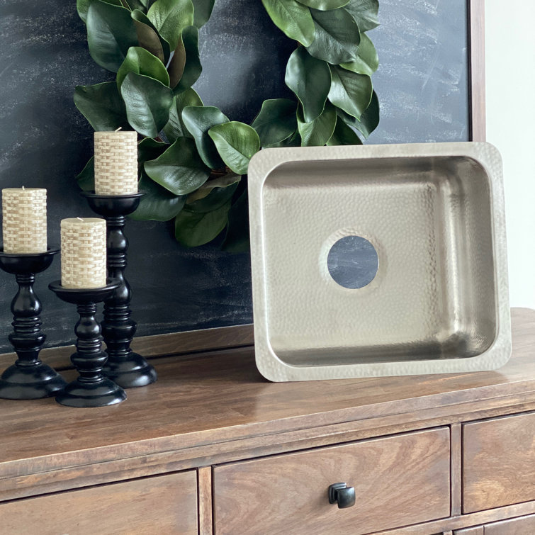 Hand-Hammered Brushed Stainless Steel 17" Single Bowl Drop-In Sink