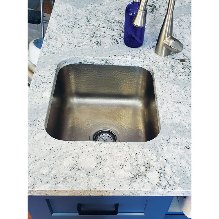 Hand-Hammered Brushed Stainless Steel 17" Single Bowl Drop-In Sink