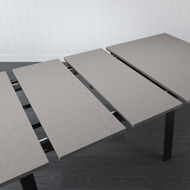 Gray Thermofused Laminate Extendable Dining Table Set with 4 Chairs