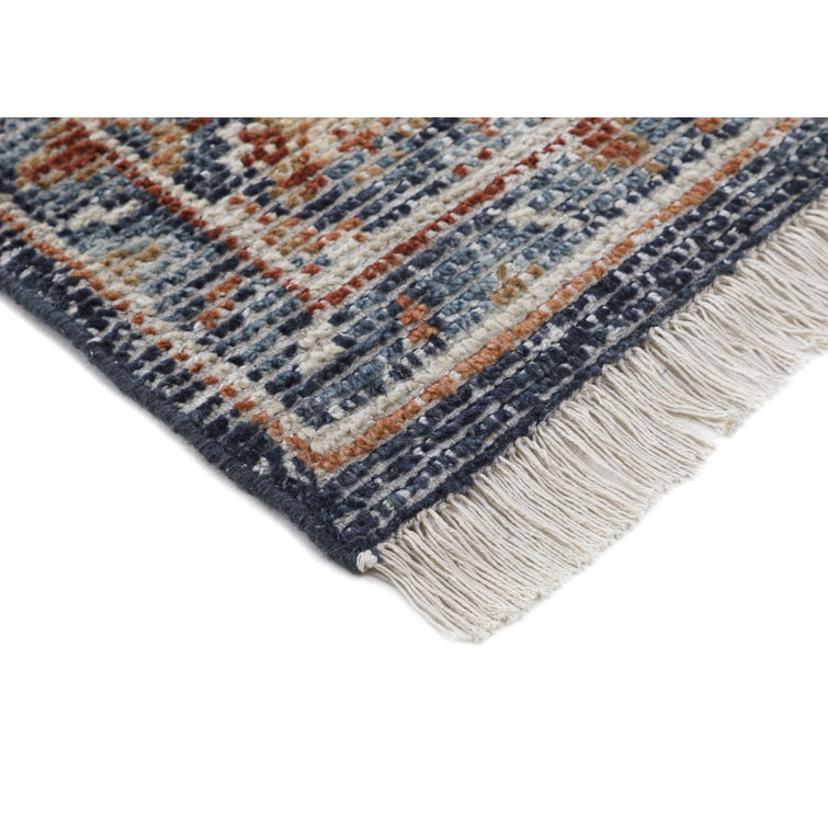 Hand Knotted Blue Wool Floral 5' x 8' Area Rug