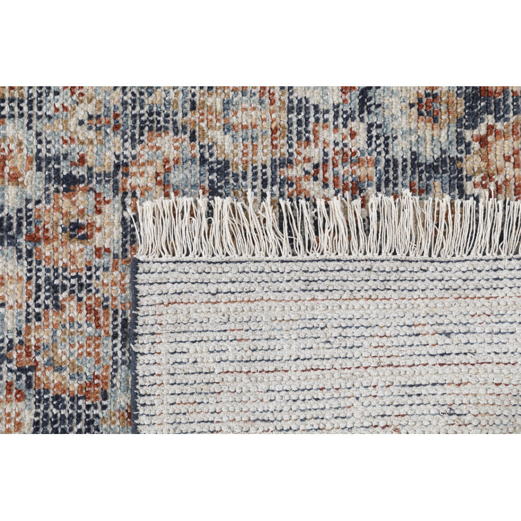 Hand Knotted Blue Wool Floral 5' x 8' Area Rug
