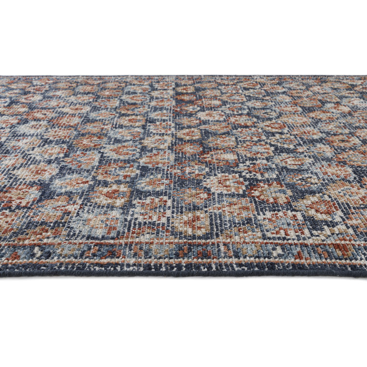 Hand Knotted Blue Wool Floral 5' x 8' Area Rug