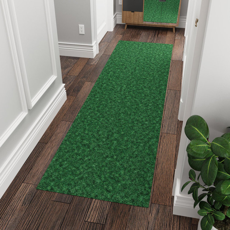 Gray Non-Slip Synthetic Indoor/Outdoor Runner Rug, 2' x 10'