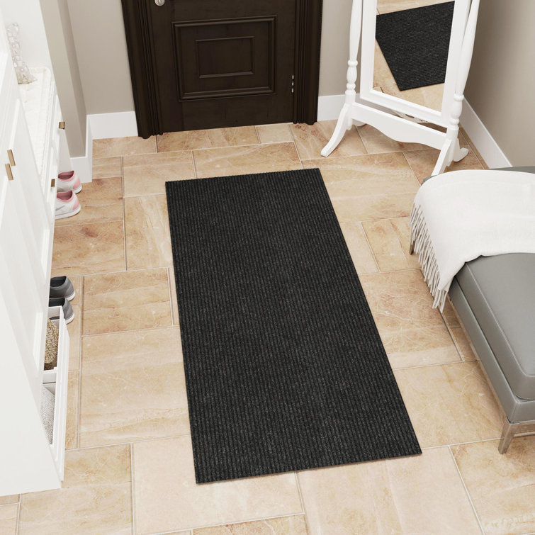 Gray Polyester Non-Slip Indoor/Outdoor Runner Rug 2' x 3'