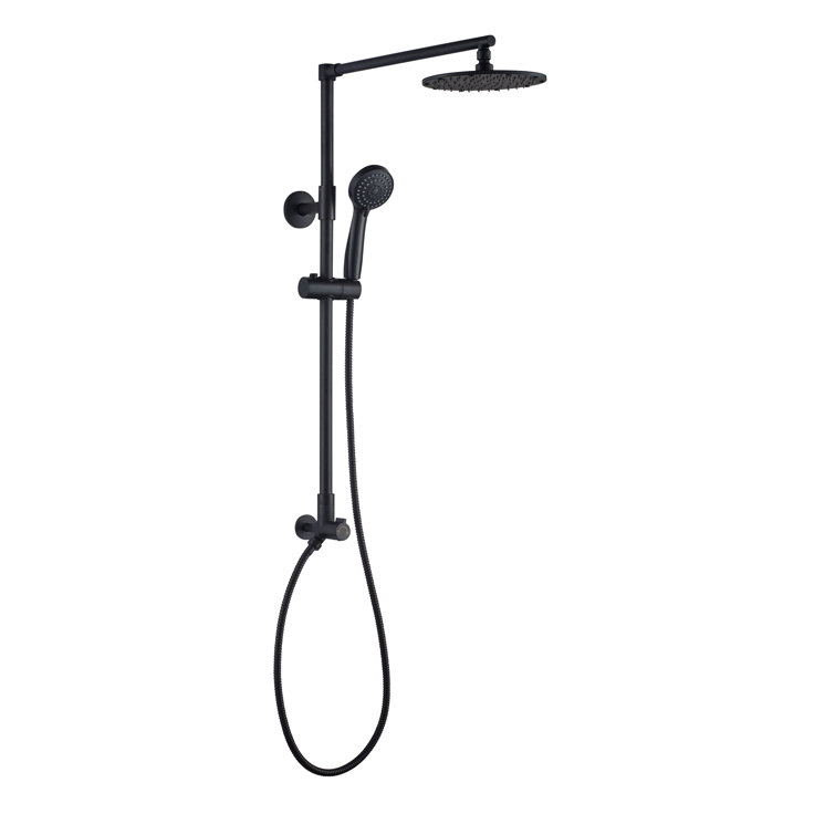 Polaris Matte Black Adjustable Rain Shower System with Handheld Spray