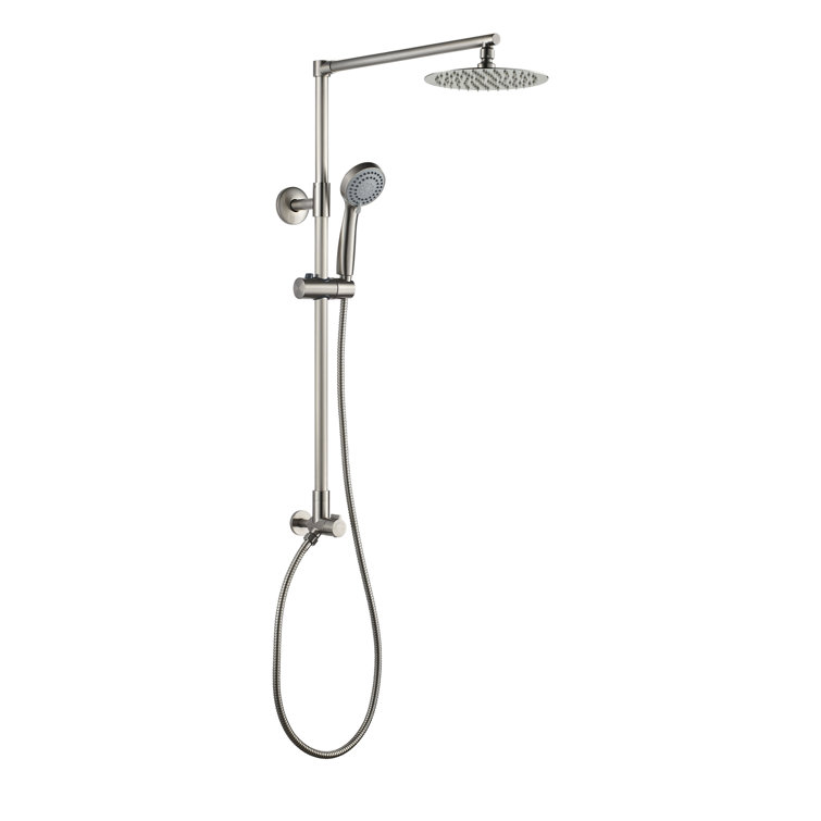 Brushed Nickel Adjustable Rain Shower System with Handheld