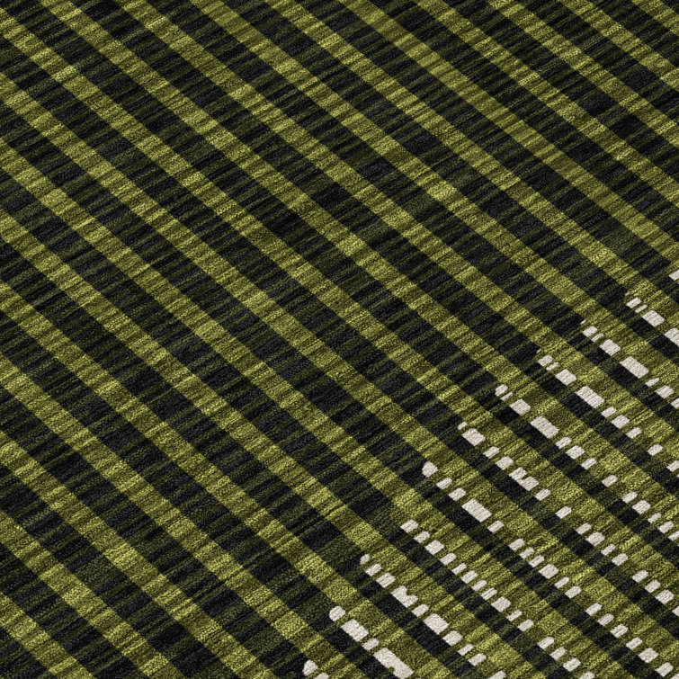 Olive Synthetic Flat Woven Rectangular 5' x 7' Washable Rug