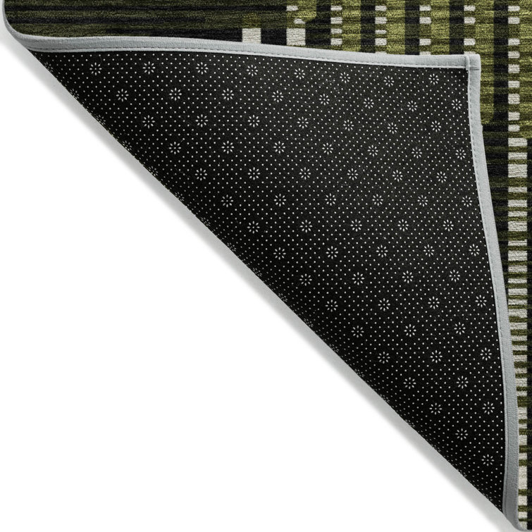 Olive Synthetic Flat Woven Rectangular 5' x 7' Washable Rug