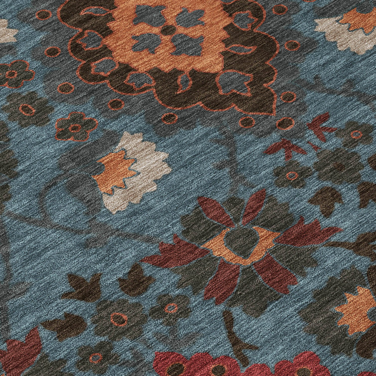 Denim Blue Flat Woven Synthetic 3' x 5' Area Rug