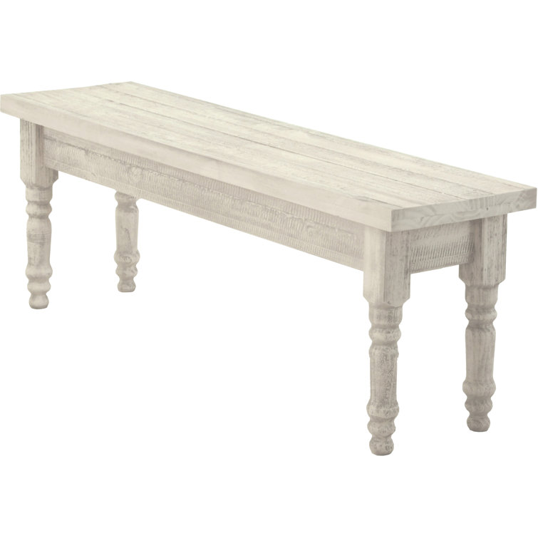 Valerie Off-White Solid Pine Wood Farmhouse Bench