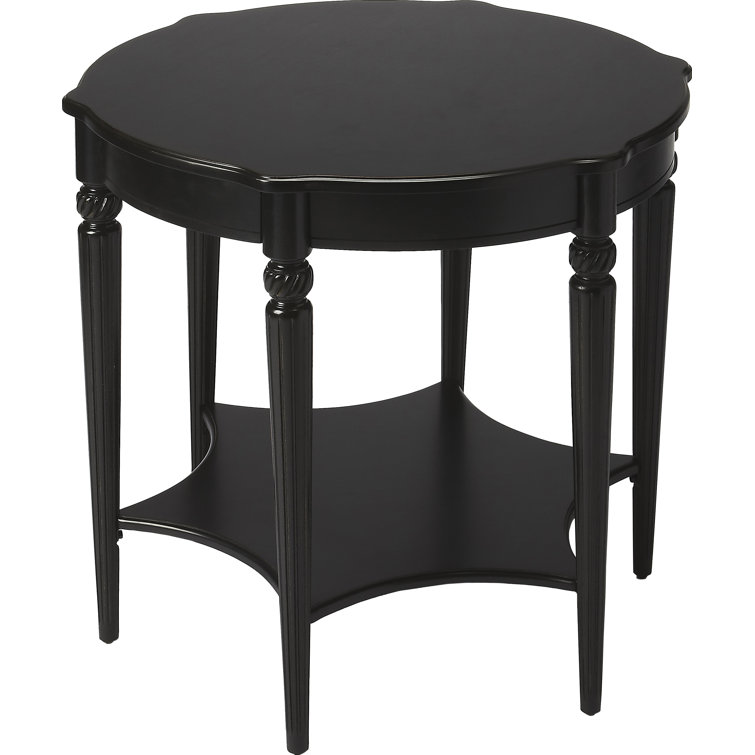 Bainbridge Traditional Round Black Wood Side Table 28"