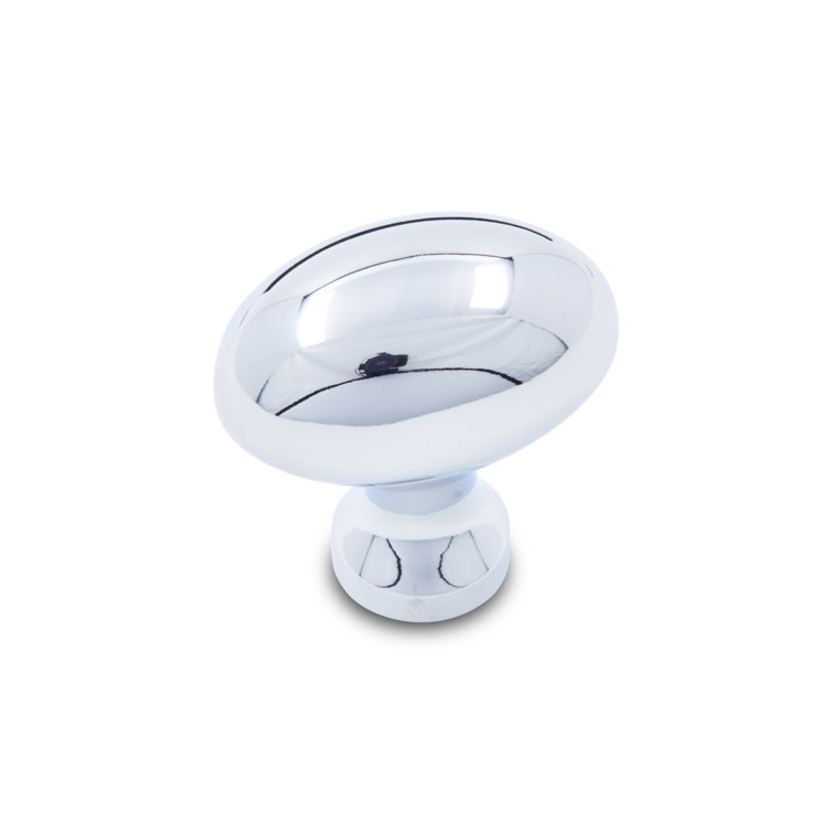 Polished Chrome Oval Cabinet Knob with Mounting Hardware