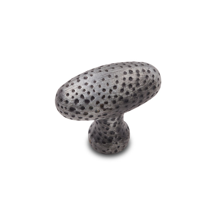 Distressed Nickel Oval Cabinet Knob with Mounting Hardware