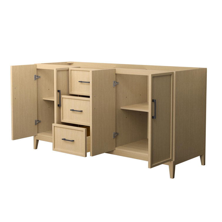 Elan 66" Double Freestanding White Oak and Matte Black Bathroom Vanity